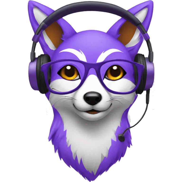 purple fox with glasses and headphone emoji