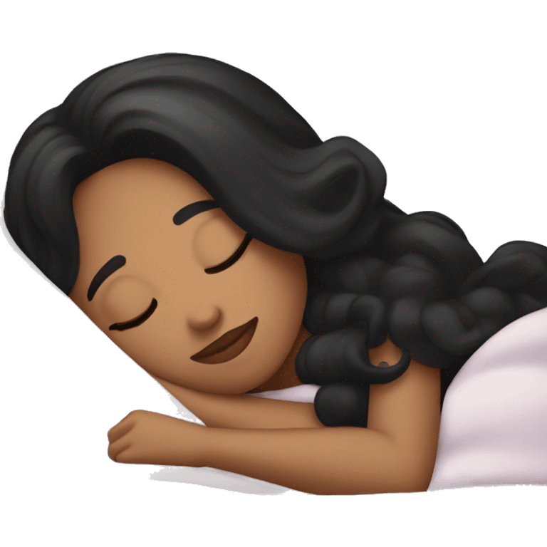 girl with black hair sleeping on princess bed emoji