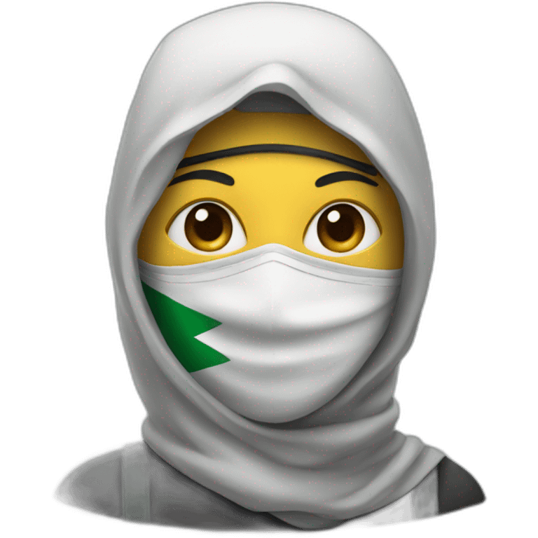 A masked person wearing a Palestinian mask emoji