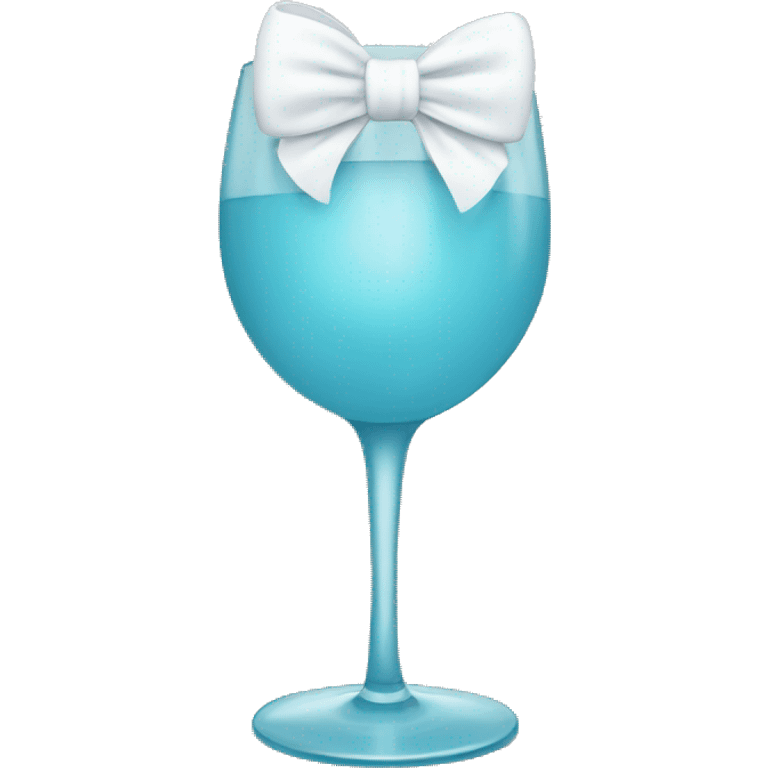 Pastel blue wine glass with a white bow emoji