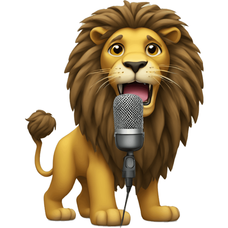 A lion with a microphone, representing the strength and voice of reggae culture. emoji