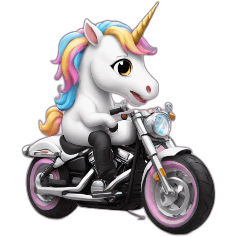 cute Unicorn on a harley emoji