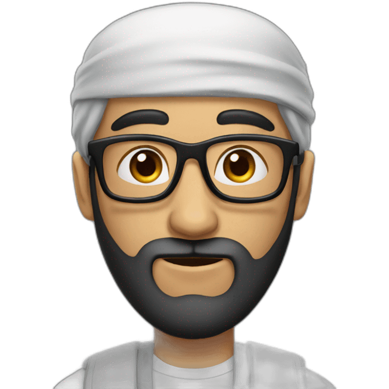 Young Arab man with a long beard and round glasses emoji