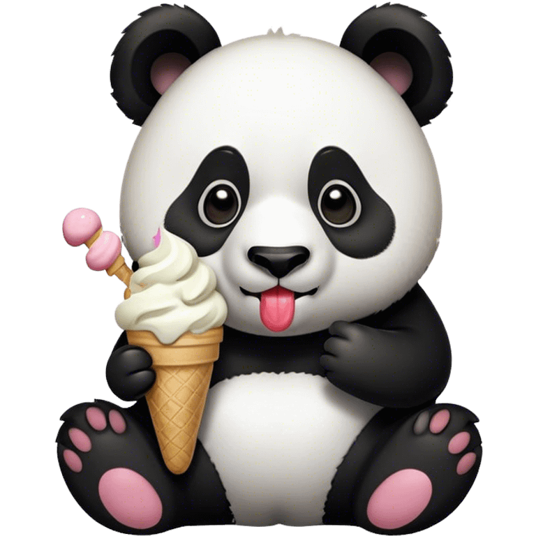 Panda eating ice cream emoji