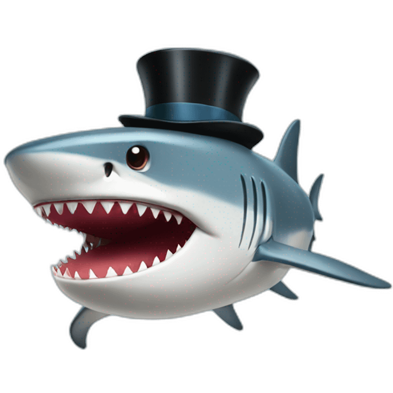 Shark with a top hat emoji