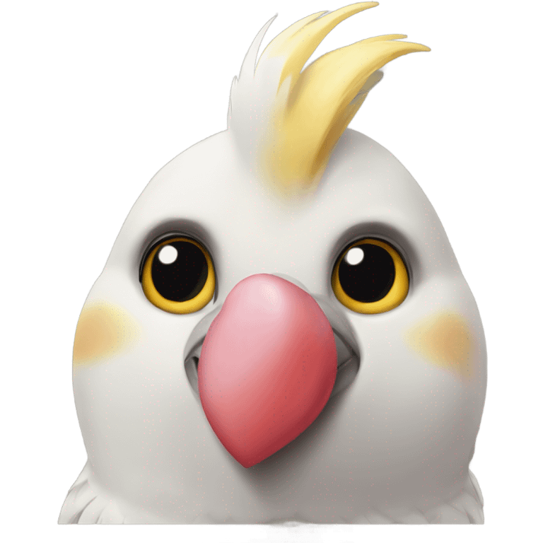 cockatiel with heart shaped eyes emoji