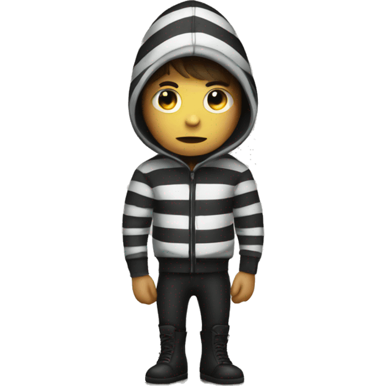 robber emoji with striped jumper emoji