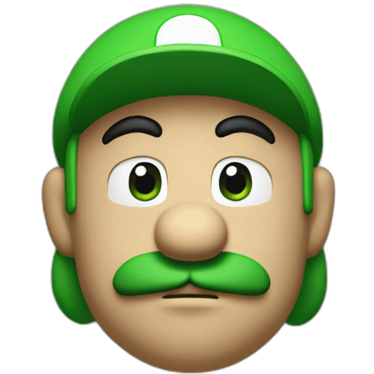 Sad Mario with green skin and no eyebrows emoji