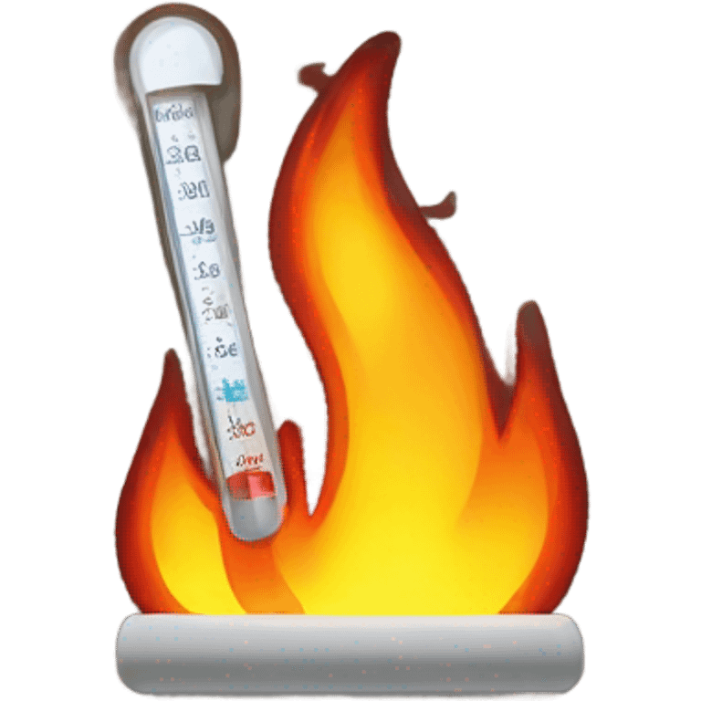 fire emoji with thermometer on top left emoji