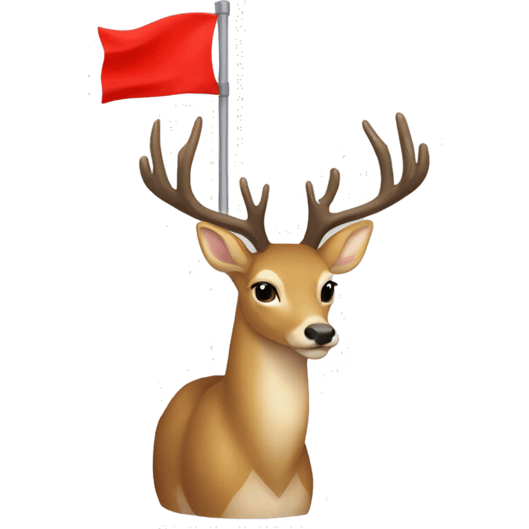 deer with red flag,side view ios emoji emoji