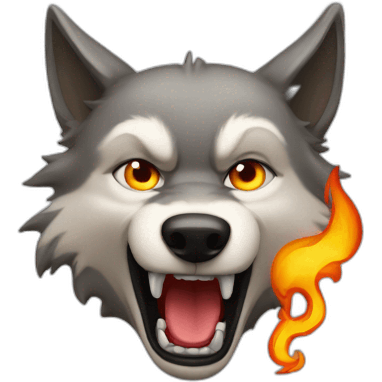 Wolf with fire in mouth emoji