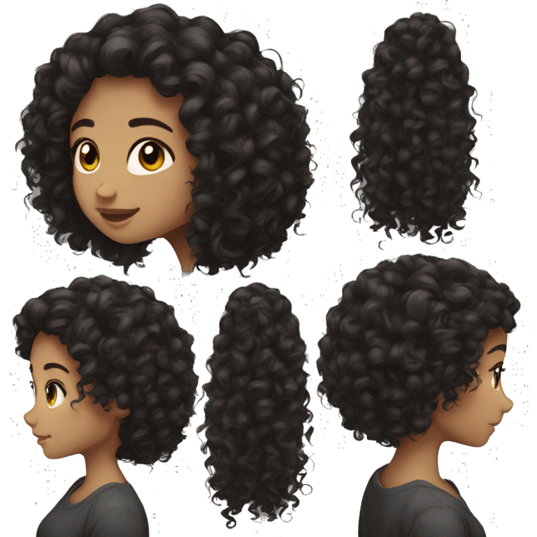 Curly brunette girl black hair long emoji