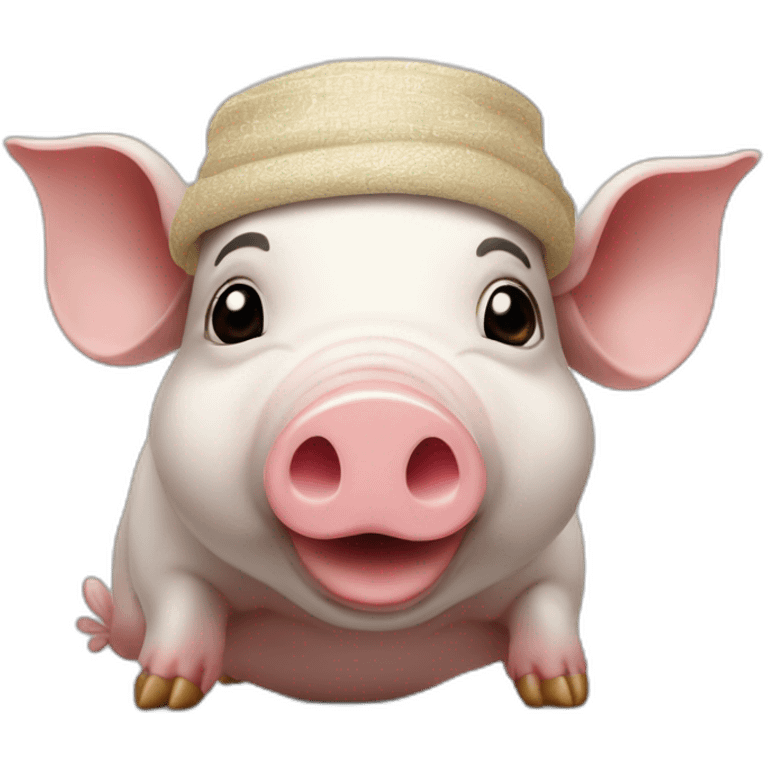 un cochon d'inde avec un bonnet avec le signe psy  emoji