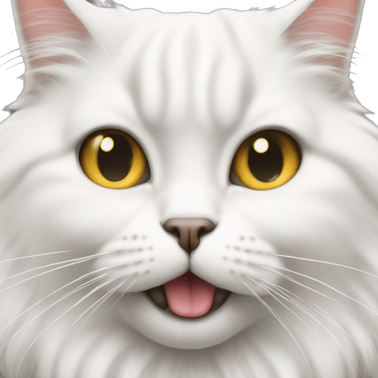 a white British longhair cat winking  emoji