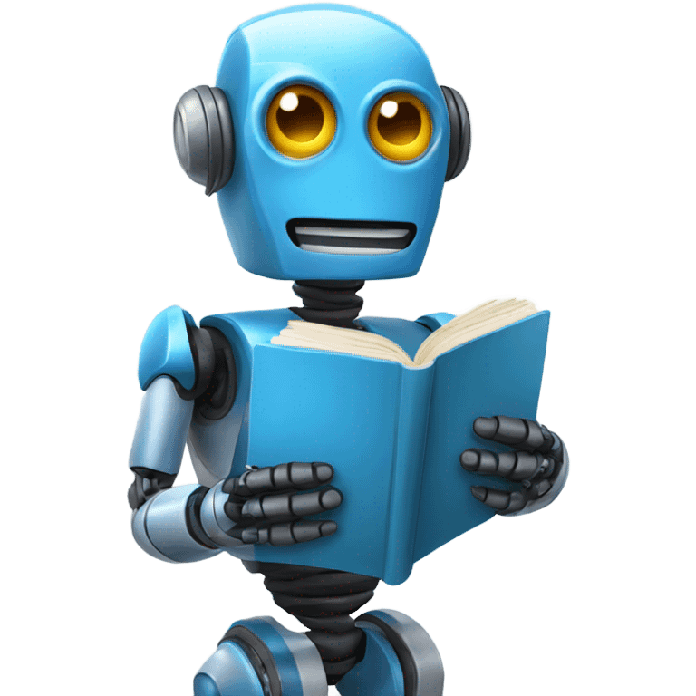 cute robot holds a blue book emoji