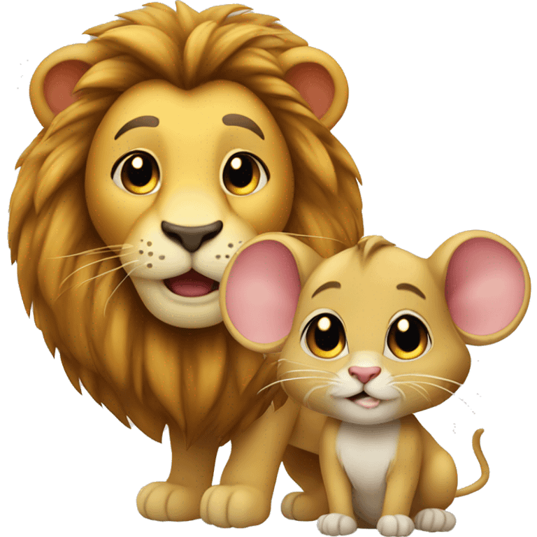 cute lion and mouse emoji