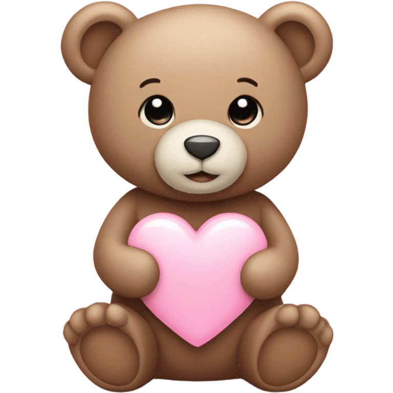 Cute teddy holding a light pink heart  emoji