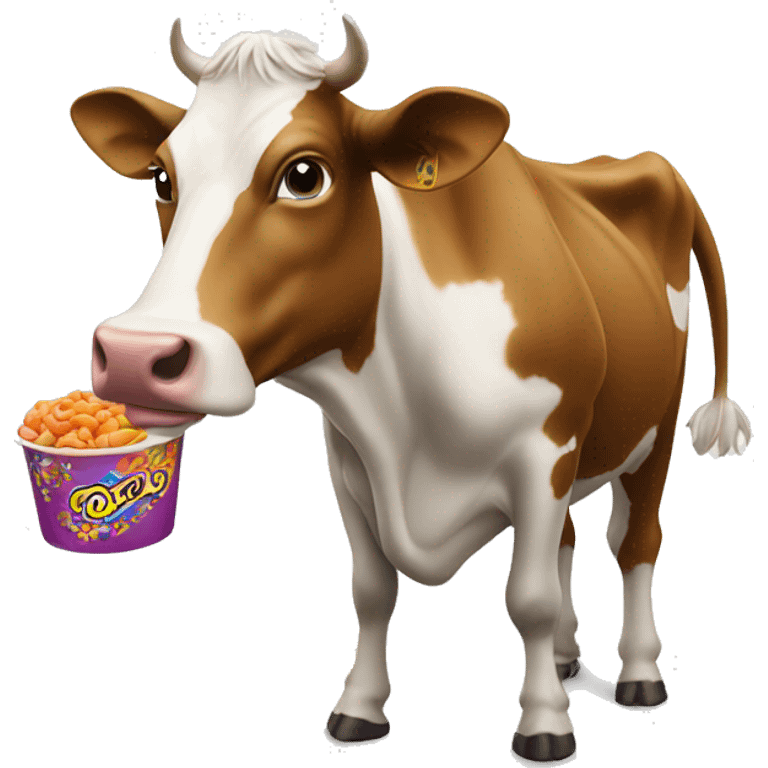 Cow eating fruit loops  emoji