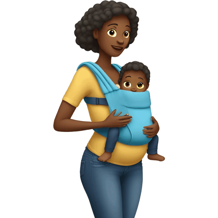 European Babywearing mom with baby ergo carrier on back emoji