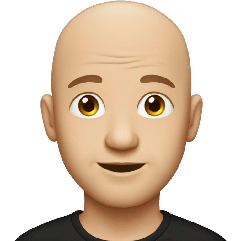 Cute bald man in black shirt emoji