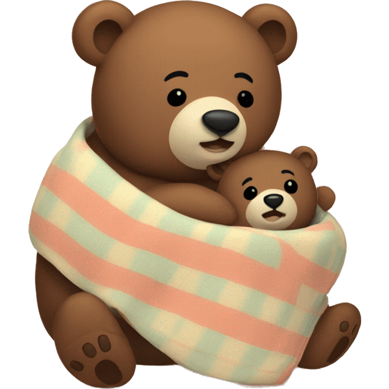 bear with baby bear cozy in blanket emoji