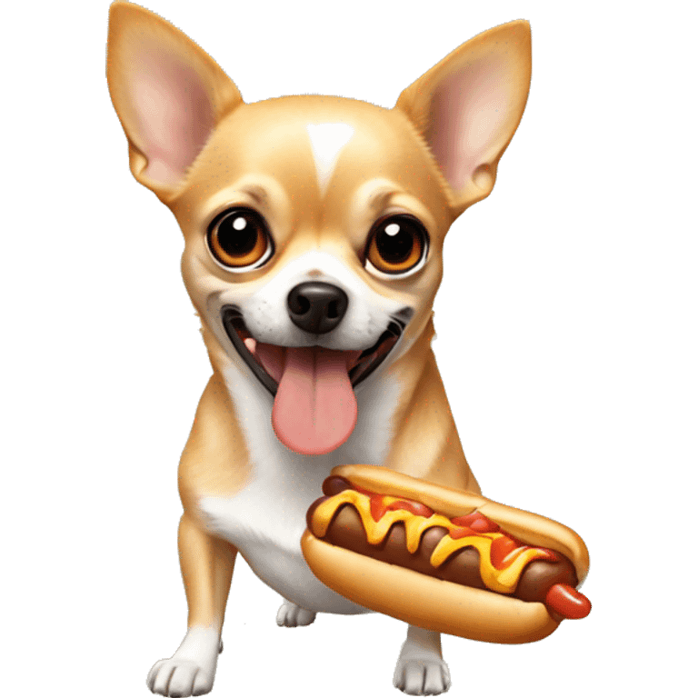 chihuahua eating a hotdog emoji