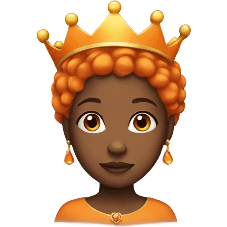 black girl with crown and orange hair emoji