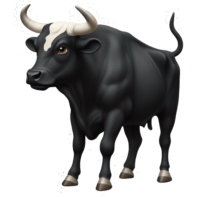 a black bull raising fore limbs emoji