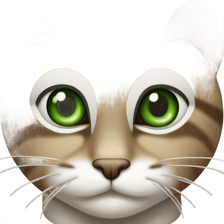 Brown and white tabby cat with green eyes emoji