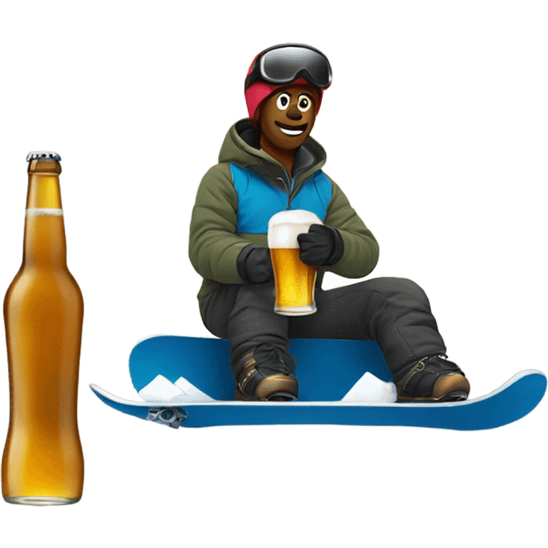 Snowboarding and drinking beer  emoji