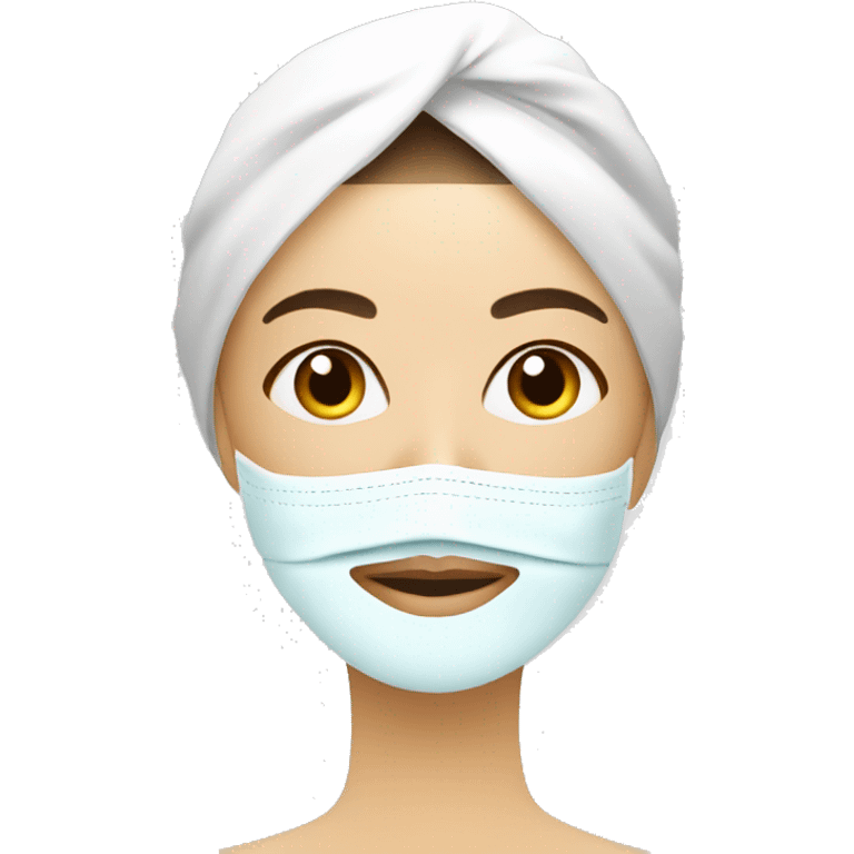 Lady with face mask spa beauty full face relaxing emoji