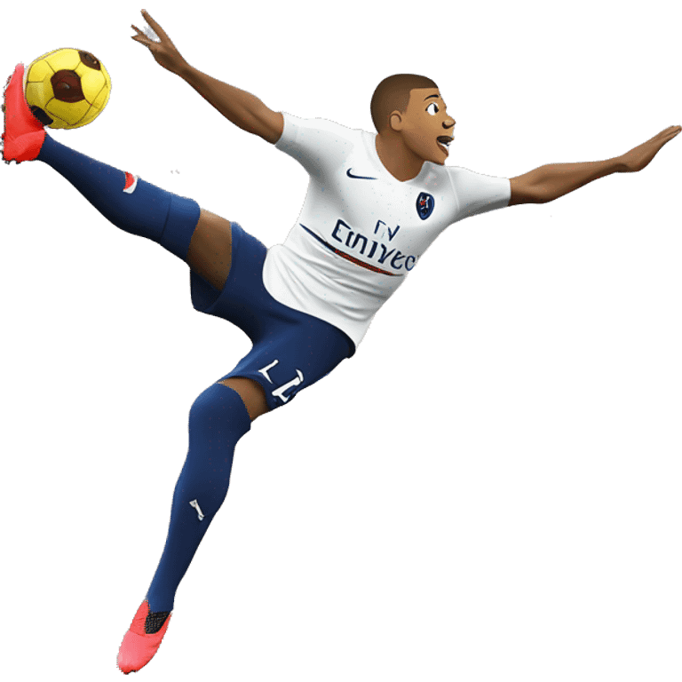 Kylian Mbappé qui fait une retourné acrobatique  emoji