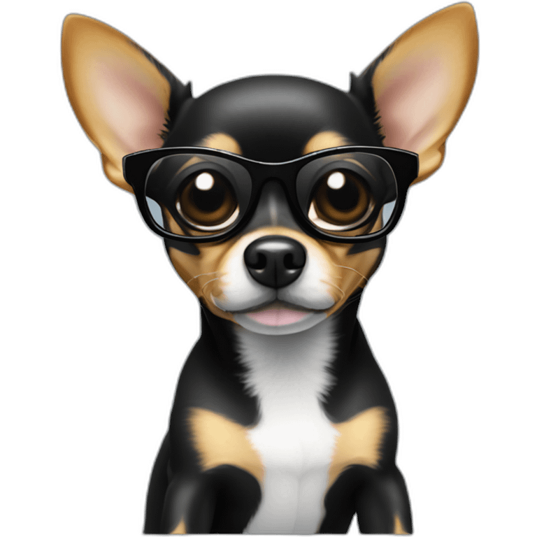 chihuahua NEGRO CON GAFAS DE SOL OSCURAS emoji