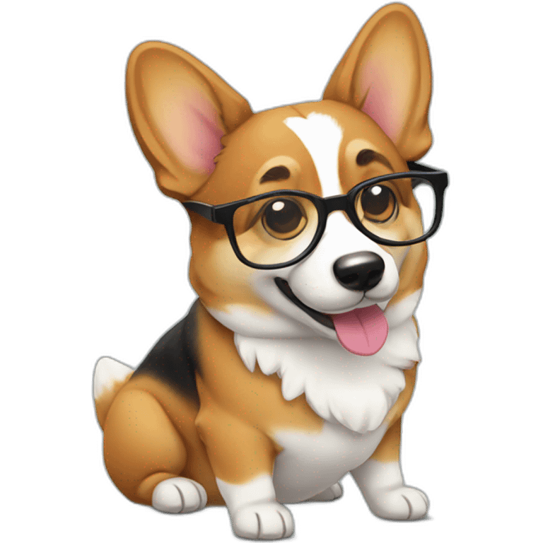 sit Corgi with glasses emoji