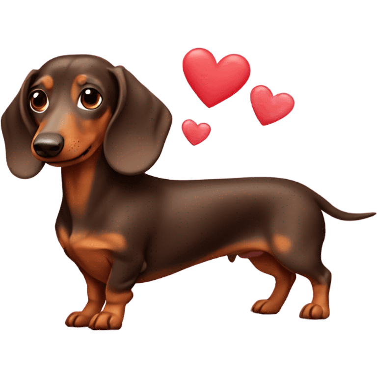 Dachshund with hearts emoji