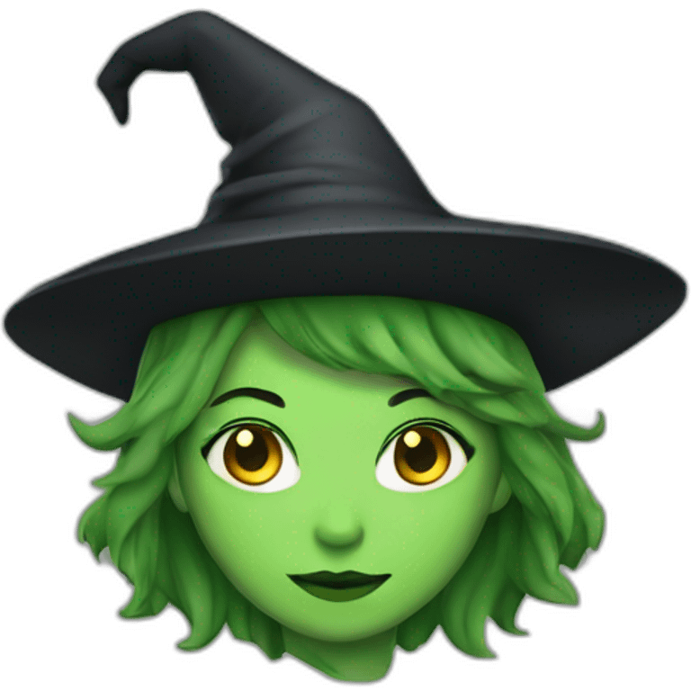 female witch green skin plain white background emoji