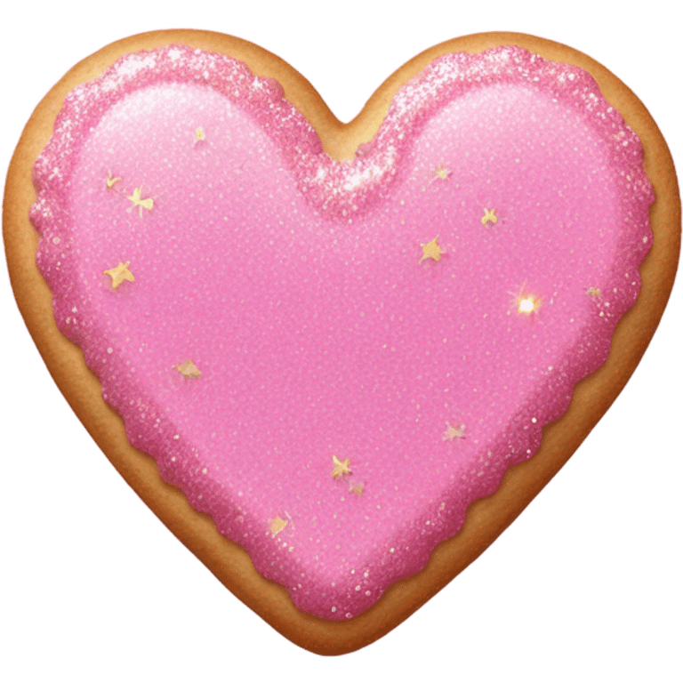 Pink heart shaped cookie with glitter  emoji