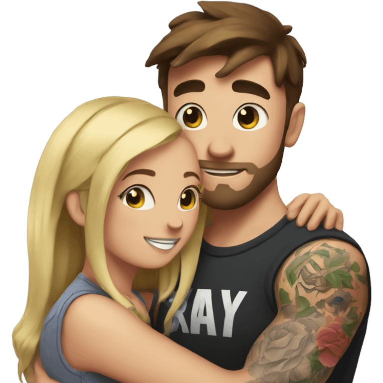 mr beast with tattoos hugging brunette girl emoji