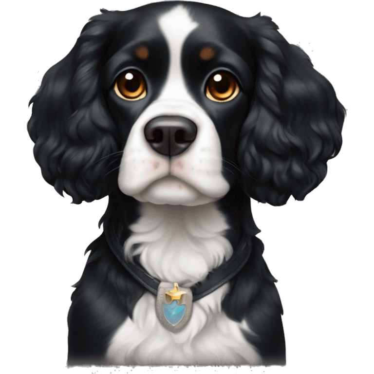 Small all black king spaniel with white on chest emoji