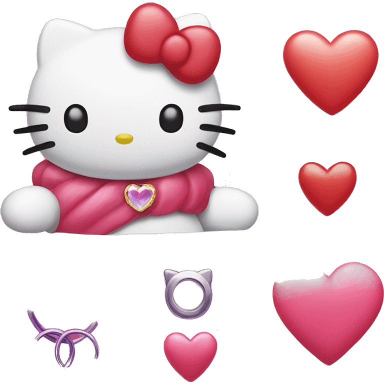 Hello kitty with hearts and a ring emoji