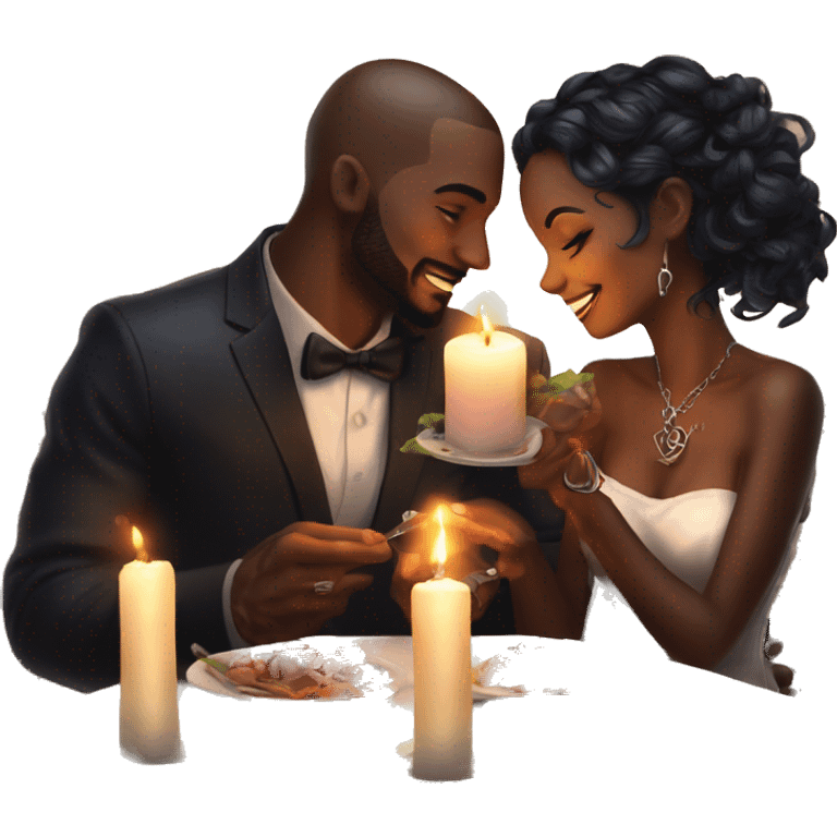 romantic candle light dinner for beautiful tattooed couple emoji