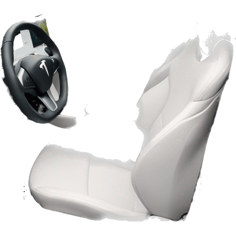 White stearing wheel Tesla model 3 interior view emoji