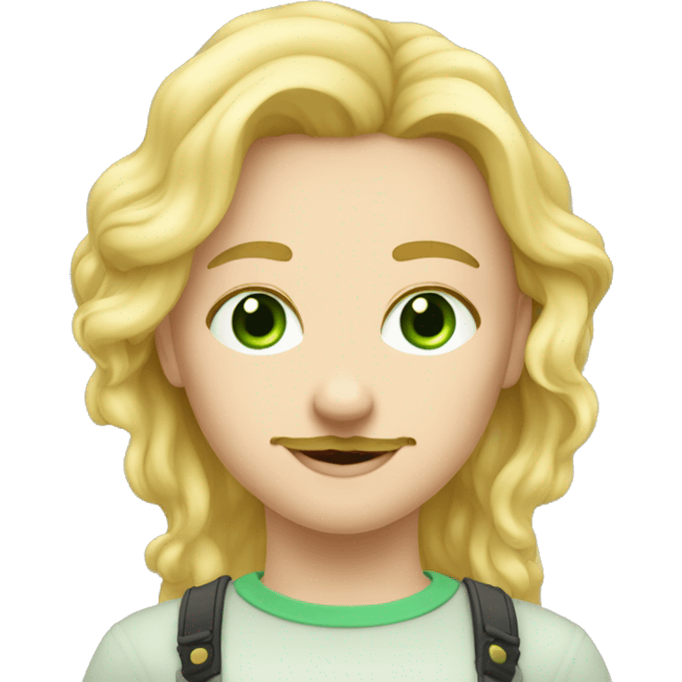 Jeune rapeure blond avec moustache et yeux vert emoji