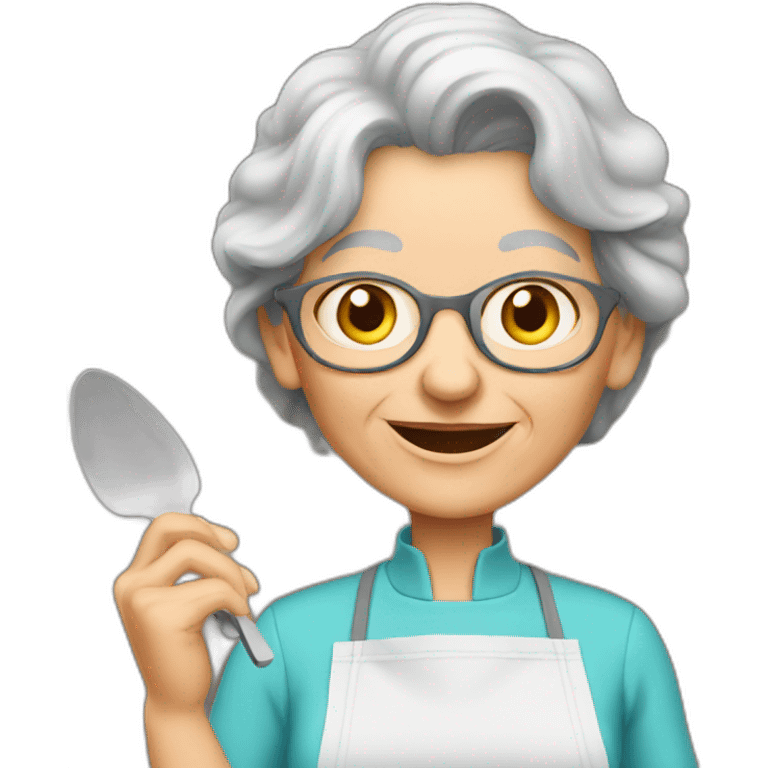 Brunette Granny coocking eat emoji