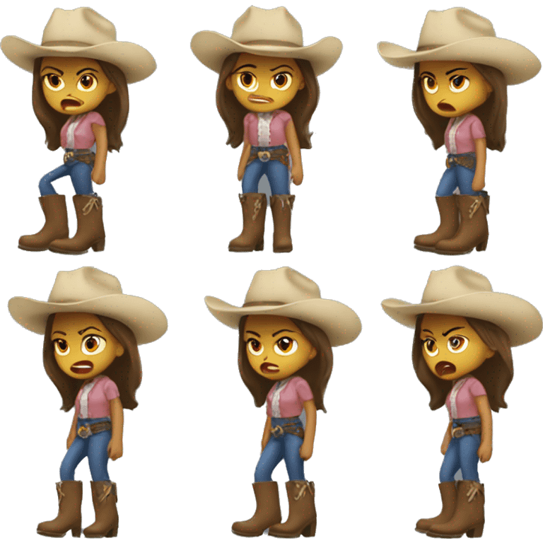 angry girl wearing cowboy boots emoji