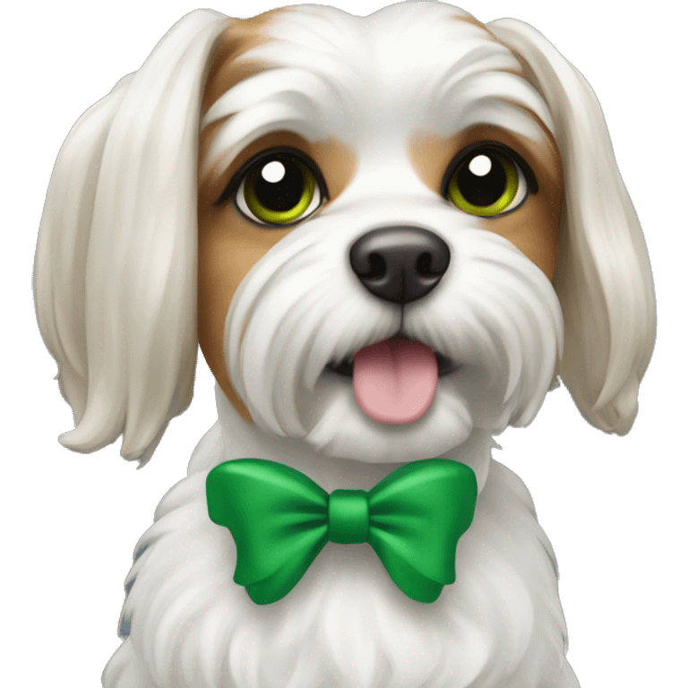 Biewer dog with green bow emoji