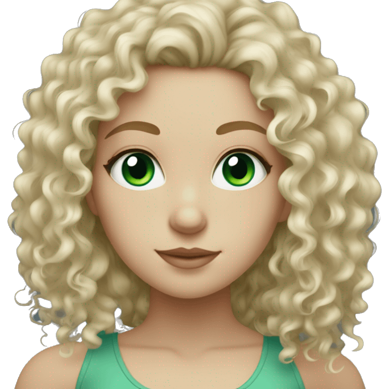 White girl with ocean green eyes and natural curly hair emoji