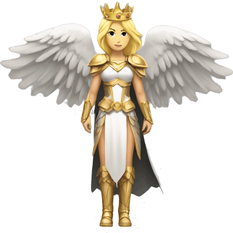 Blond Valkyrie full body with crown with wings emoji