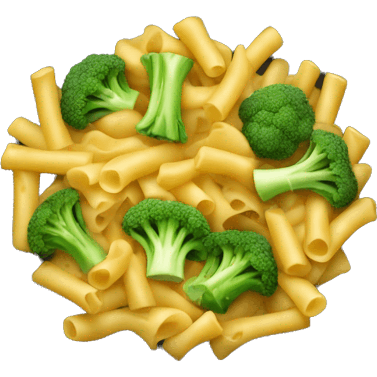 dish with macaroni and pieces of broccoli emoji