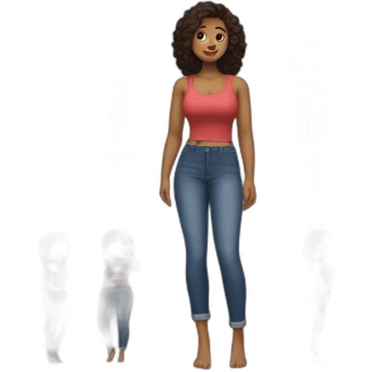 Full body Curvy girl в юбке прыгает на батуте emoji